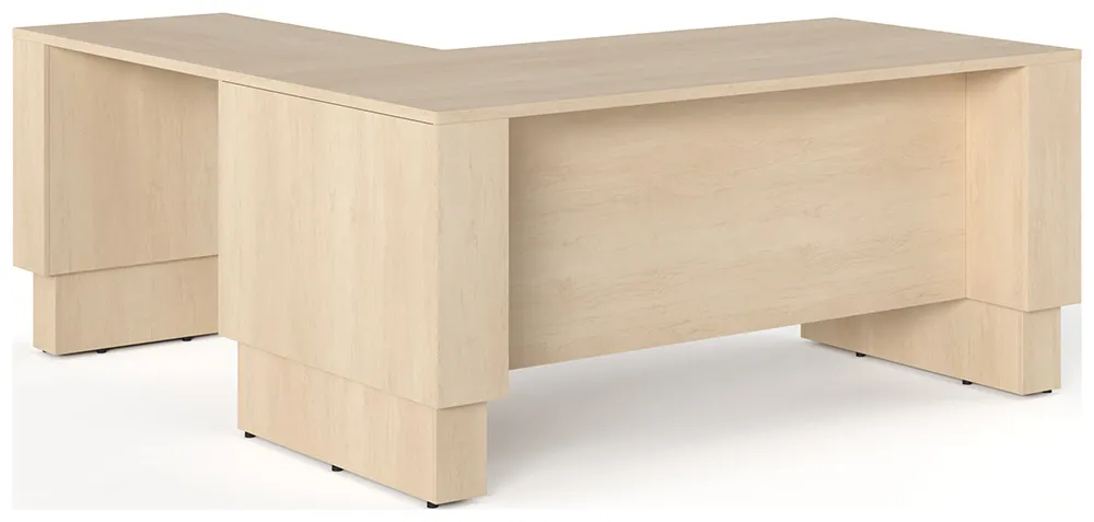 L Shaped Adjustable Height Desk with Modesty Panel