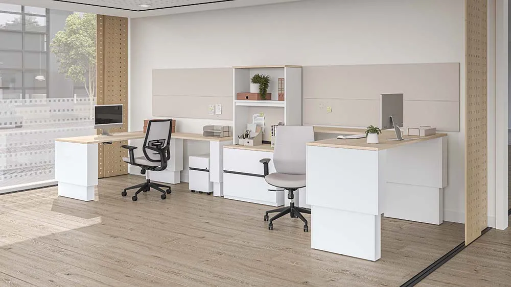 2 Person Workstation Desk with Storage