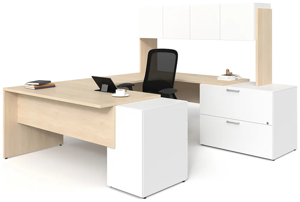 U Shaped Office Desk with Hutch