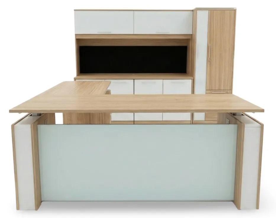Sit Stand L Shape Desk with Storage Set