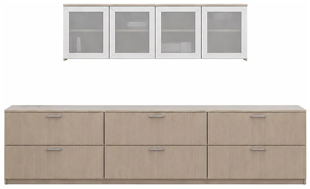 Lateral File and Wall Mounted Hutch Set