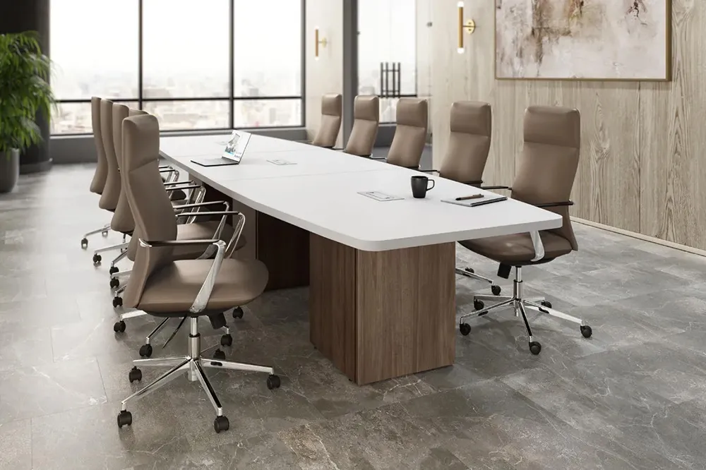 Boat Shape Conference Table and Chairs Set
