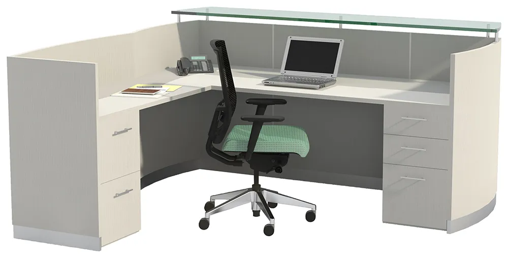 L Shaped Reception Desk with Drawers