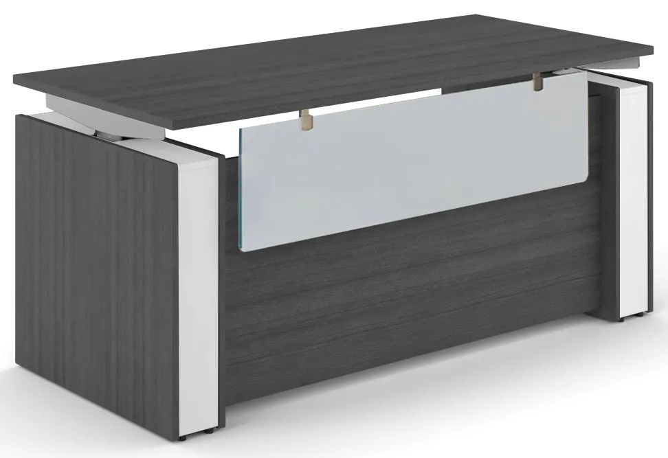 Sit Stand Desk with Acrylic Modesty Panel