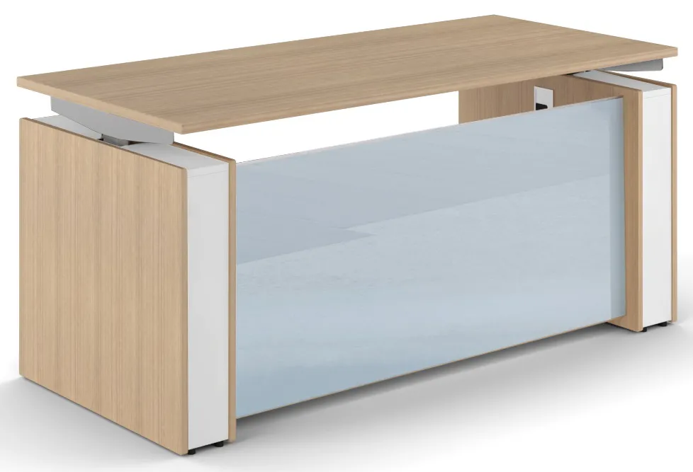 Sit Stand Desk with Glass Modesty Panel