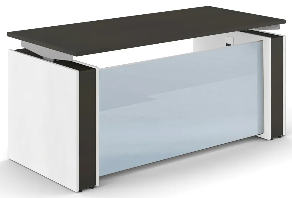 fullsize standing desk with glass modesty panel 1
