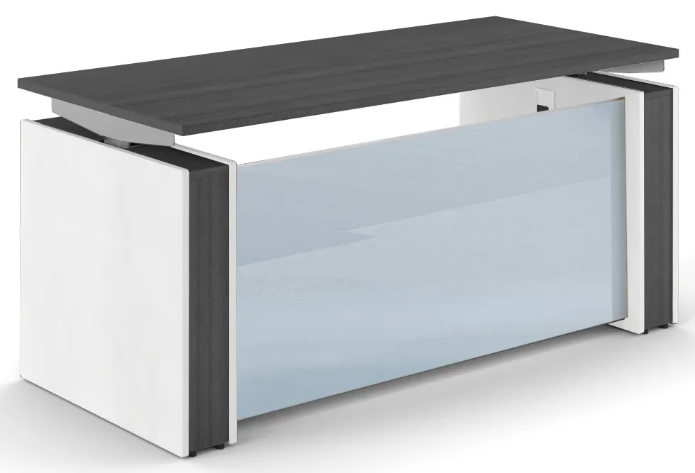 Standing Desk with Glass Modesty Panel