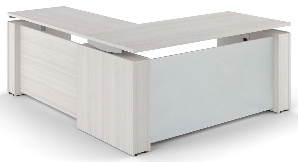 Standing L Desk with Glass Modesty Panel