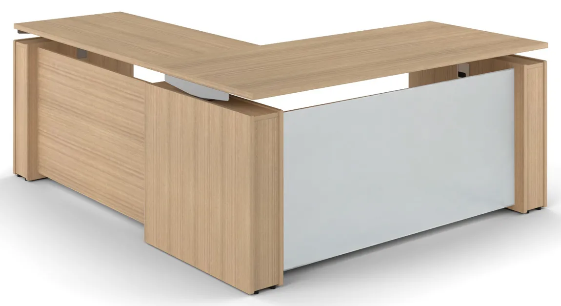 fullsize standing l desk with glass modesty panel 1