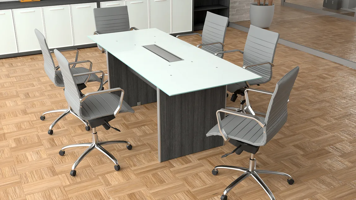 fullsize small glass top conference table and chairs set 1