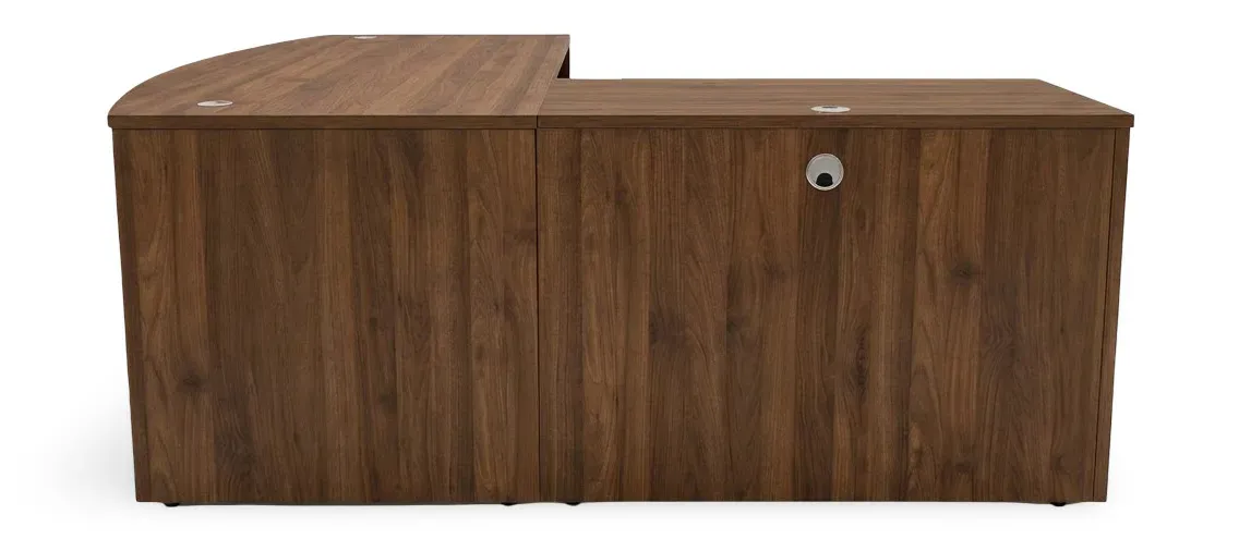 Bow Front L-Shaped Desk with Drawers