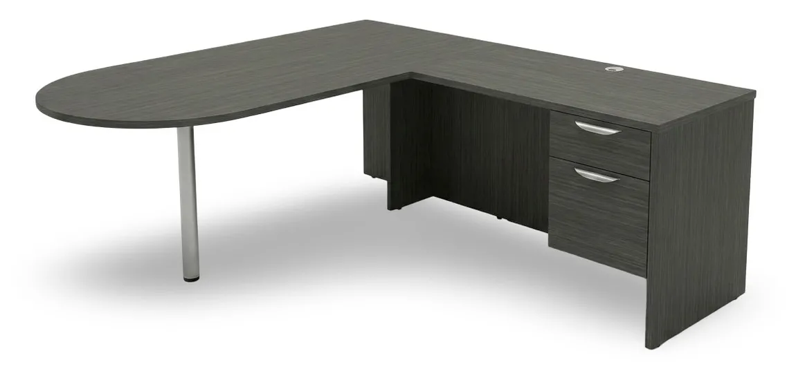 L-Shaped Peninsula Desk with Drawers