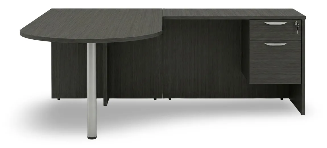 L-Shaped Peninsula Desk with Drawers