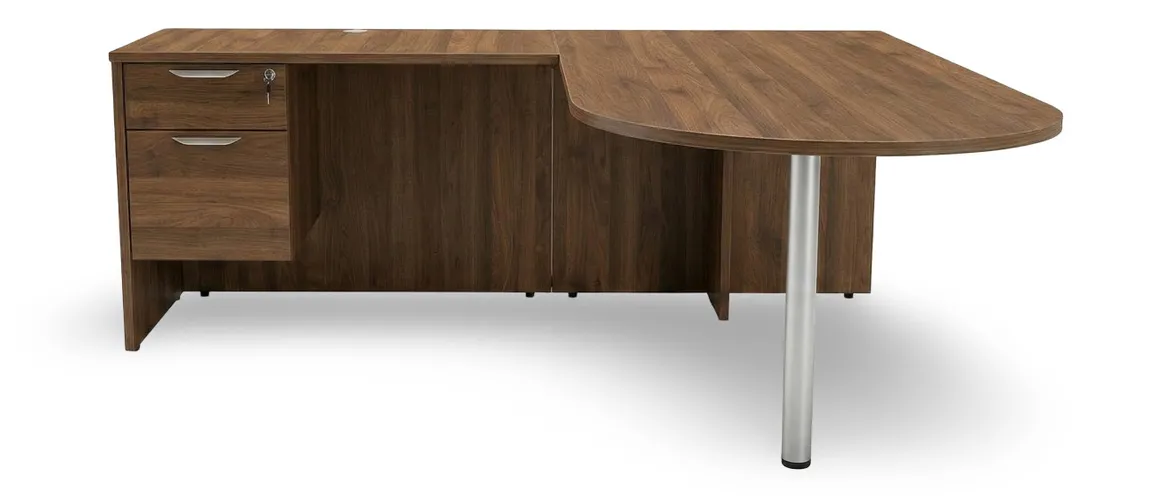 L-Shaped Peninsula Desk with Drawers
