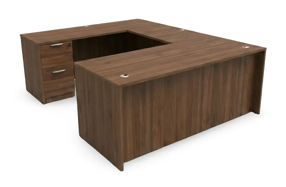 U Shaped Desk with Drawers
