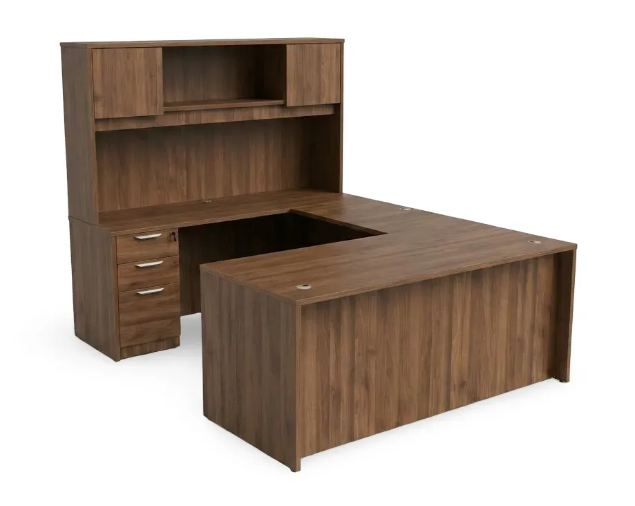U Shaped Desk with Hutch
