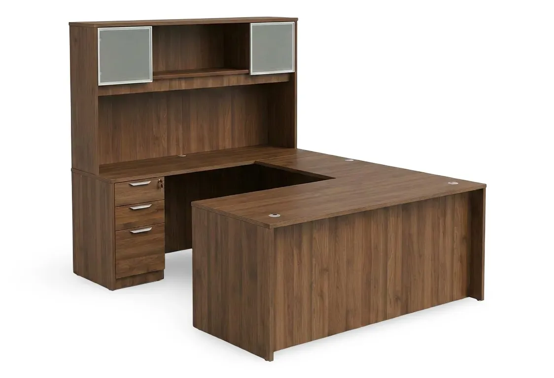 U Shaped Desk with Hutch