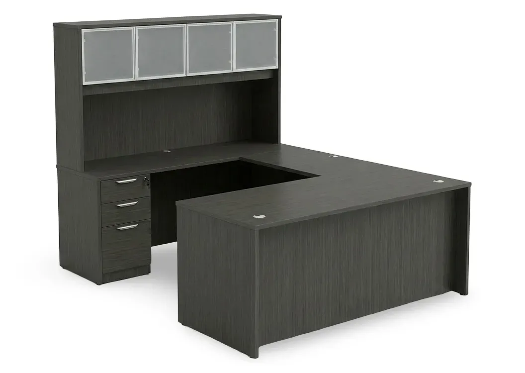 U Shaped Desk with Hutch