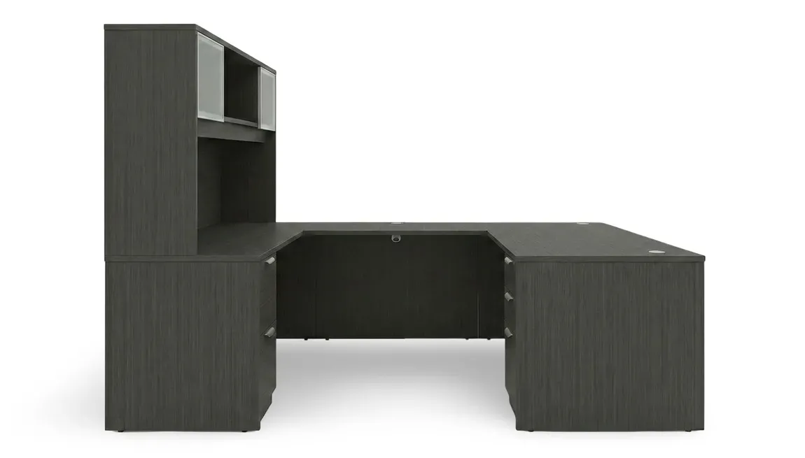 small u shape desk with hutch and drawers 2