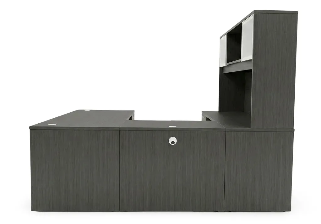 small u shape desk with hutch and drawers 3