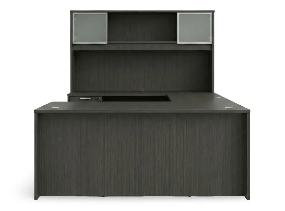 small u shape desk with hutch and drawers 4