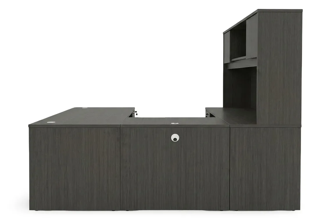 small u shape desk with hutch and drawers 3