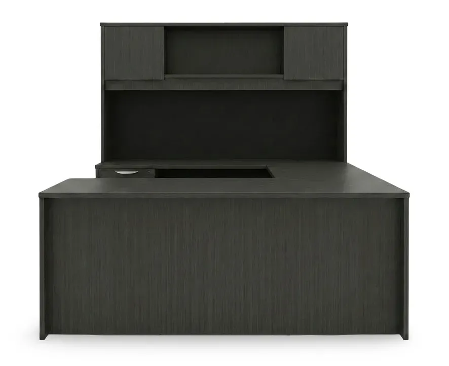 small u shape desk with hutch and drawers 4