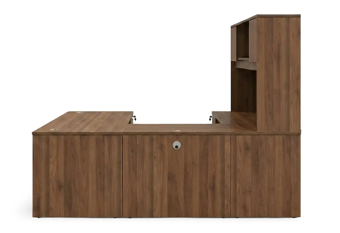 small u shape desk with hutch and drawers 3