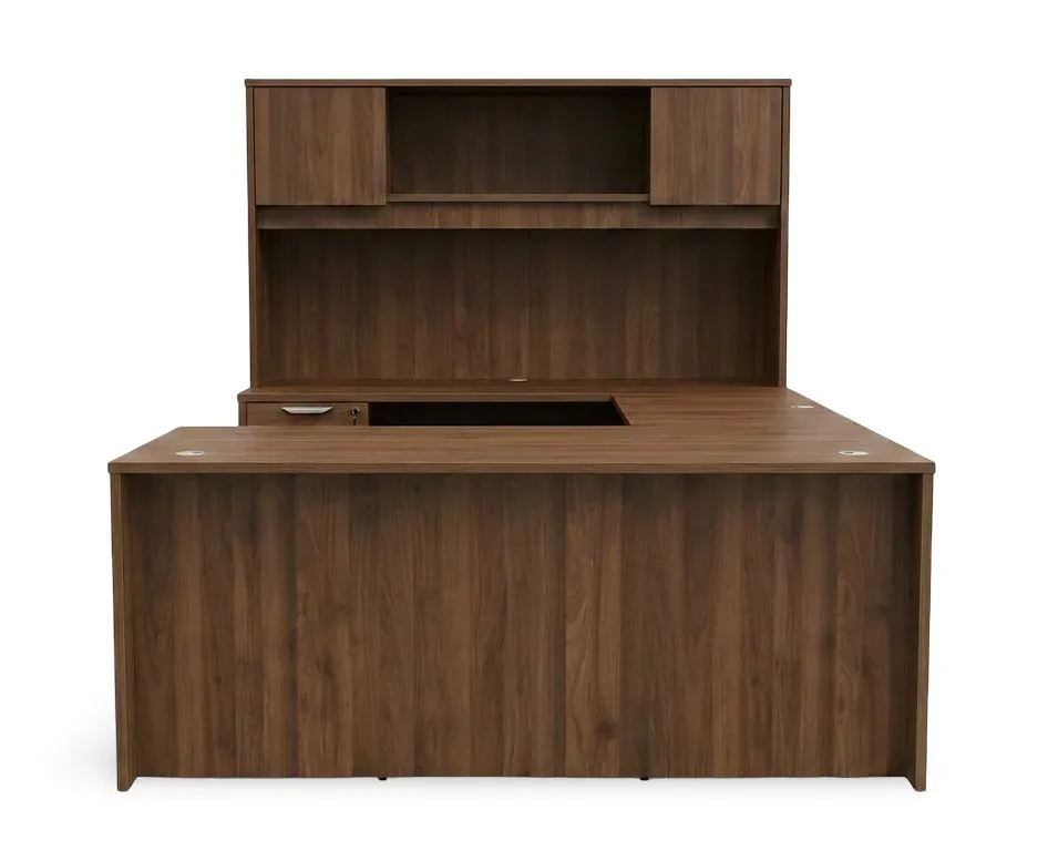 small u shape desk with hutch and drawers 4