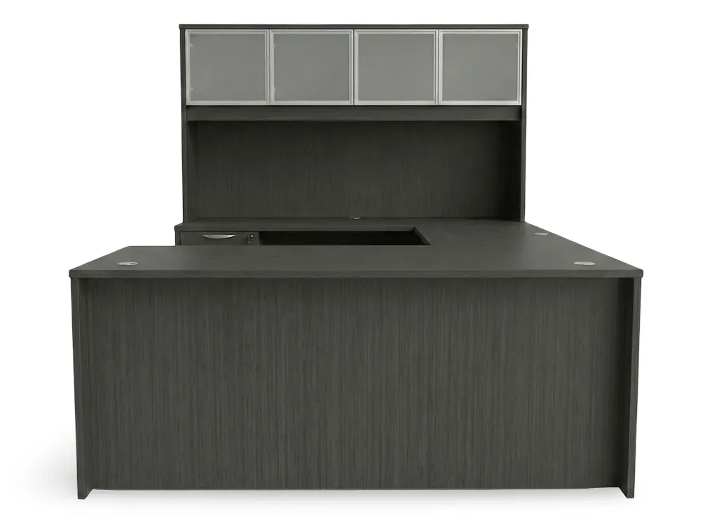 U Shaped Desk with Hutch and Drawers