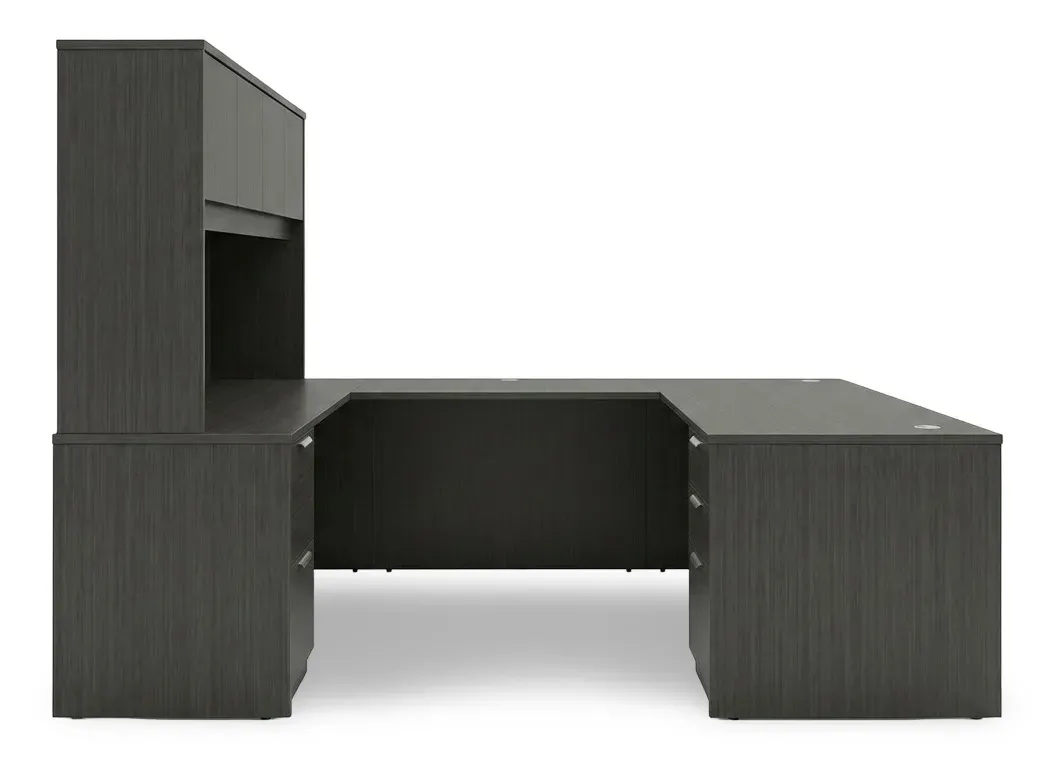 U Shaped Desk with Hutch and Drawers