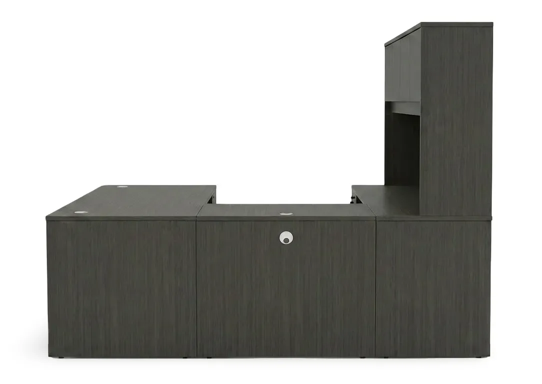 U Shaped Desk with Hutch and Drawers