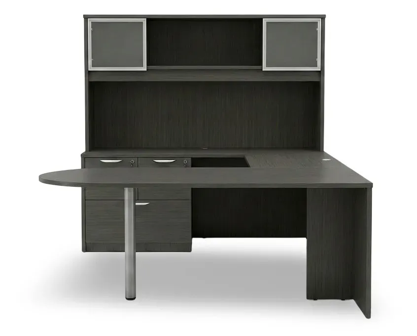 U Shaped Peninsula Desk with Hutch