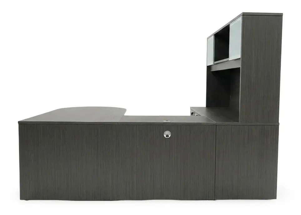 U Shaped Peninsula Desk with Hutch