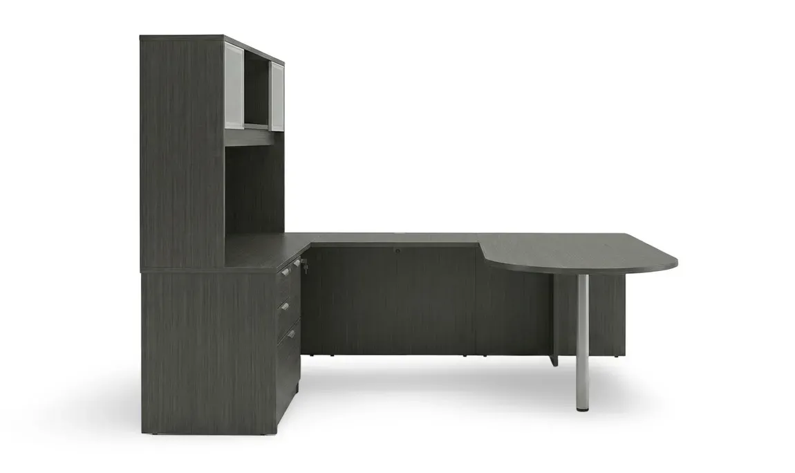 U Shaped Peninsula Desk with Hutch