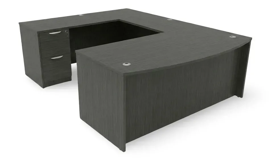 Bow Front U Shape Desk with Drawers