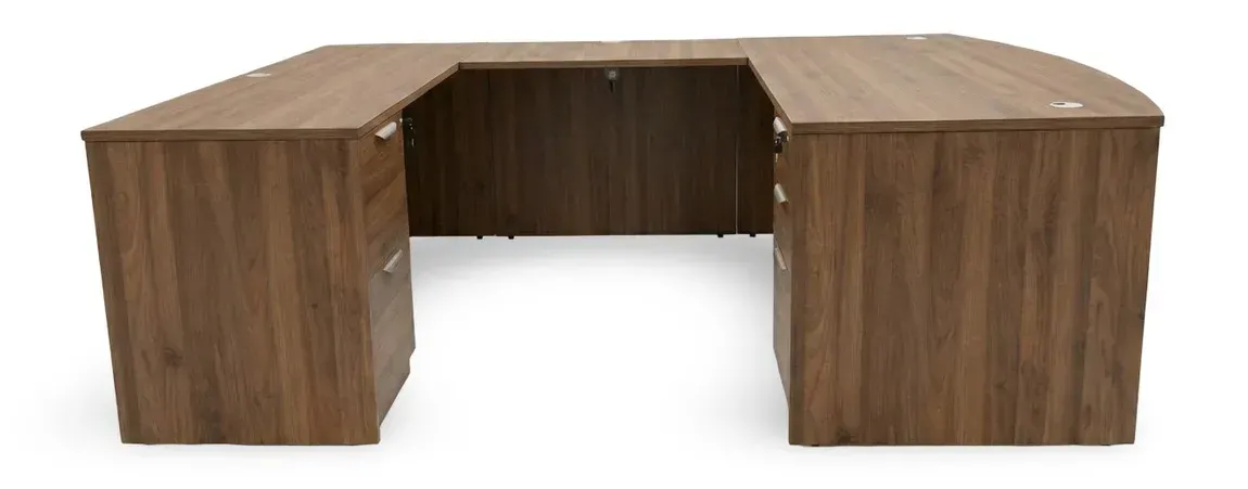 Bow Front U Shape Desk with Drawers