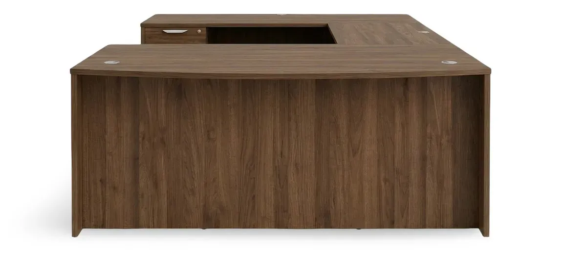 Bow Front U Shape Desk with Drawers