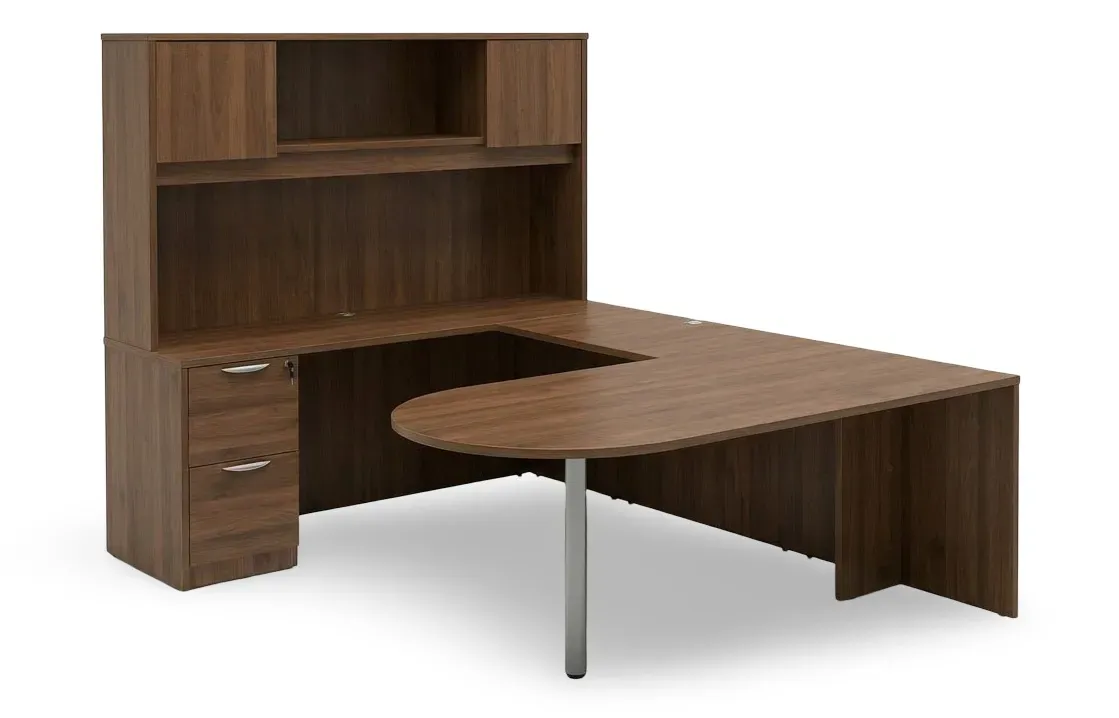 fullsize u shaped peninsula desk with hutch 1