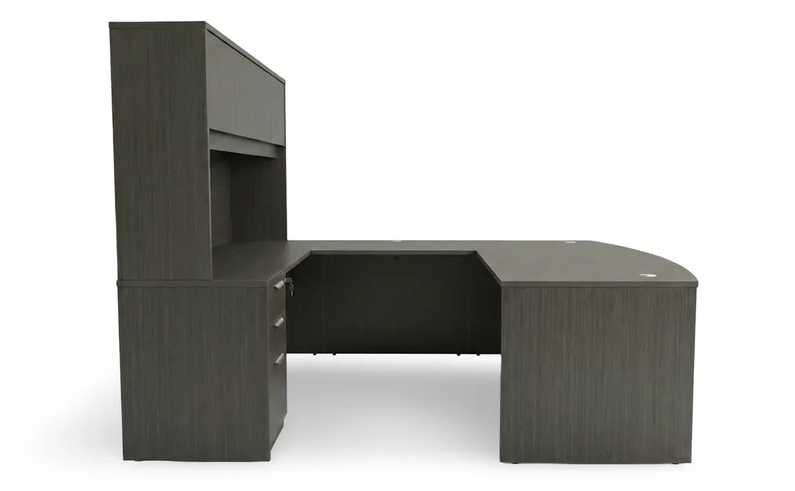 small bow front u shape desk with hutch 2