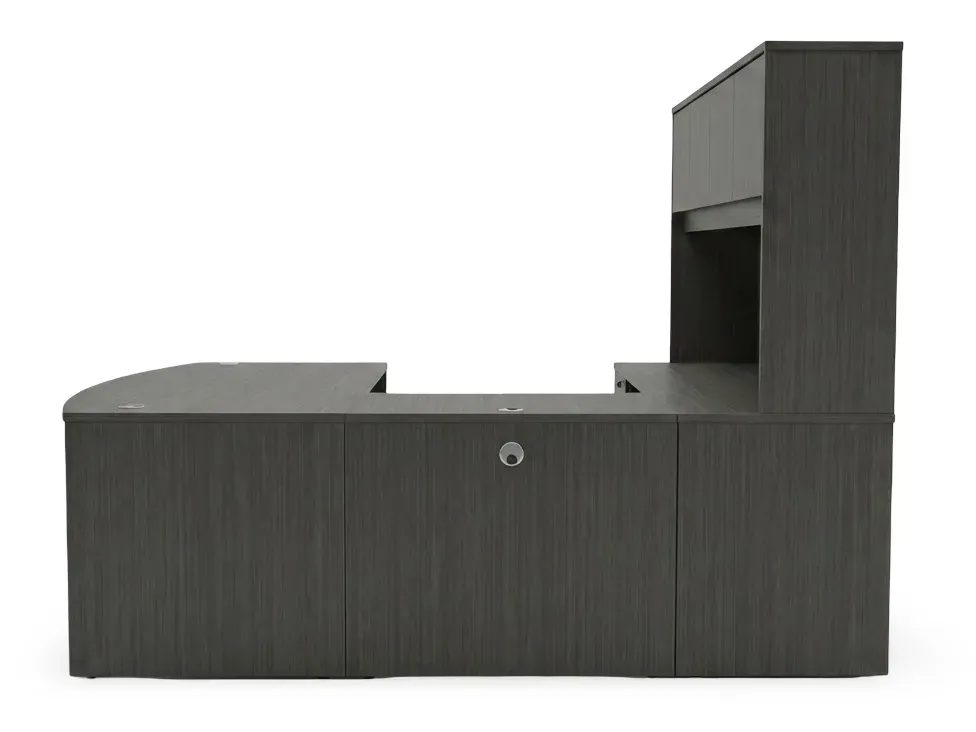 small bow front u shape desk with hutch 3