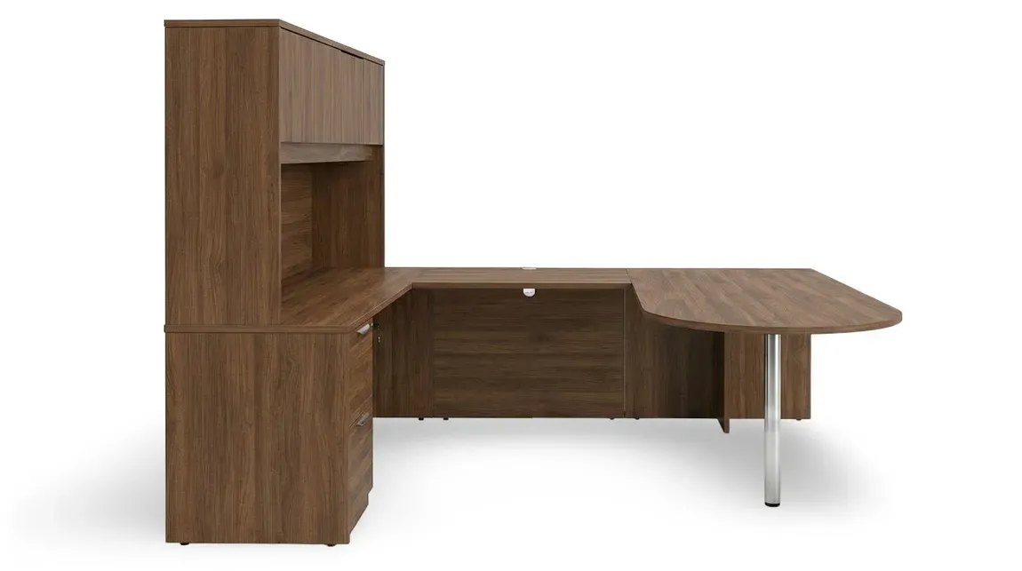 U Shaped Peninsula Desk with Hutch