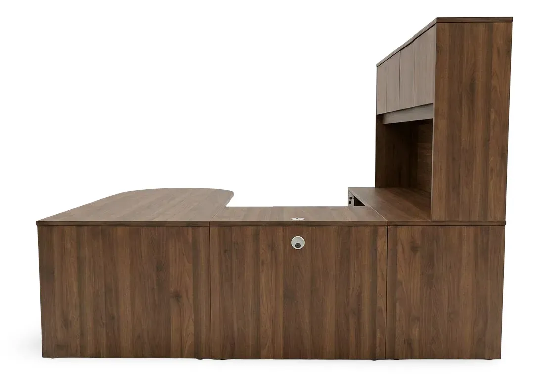 U Shaped Peninsula Desk with Hutch
