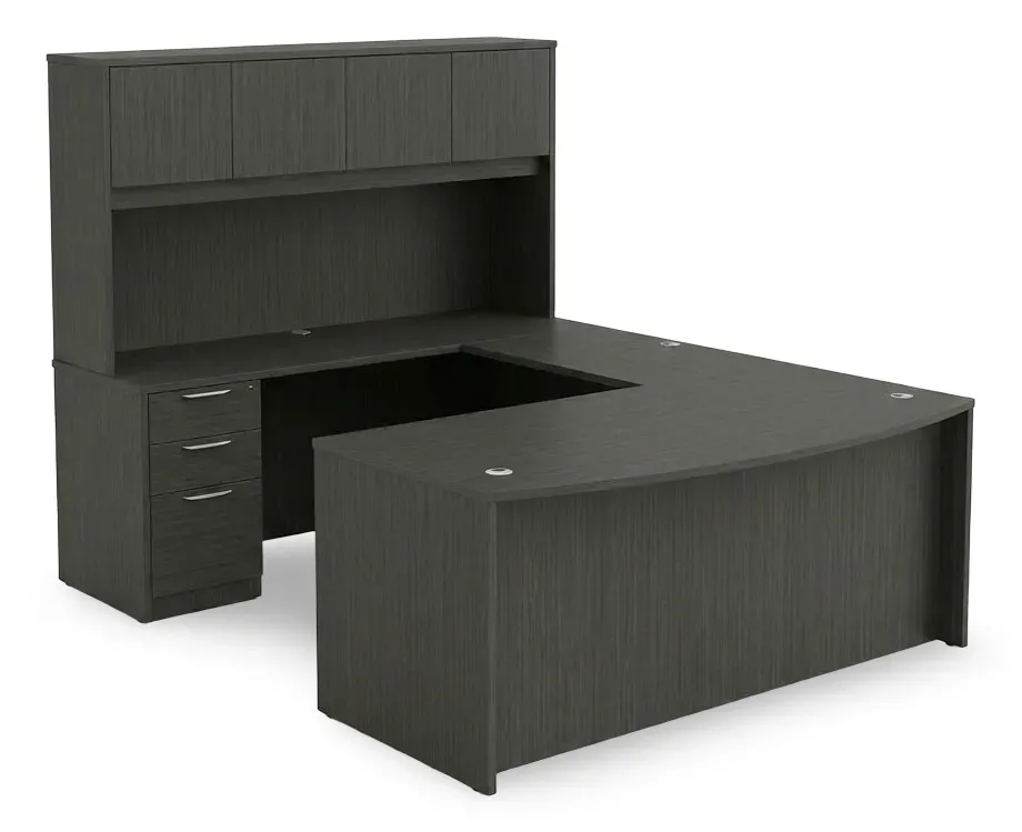 Bow Front U Shape Desk with Hutch