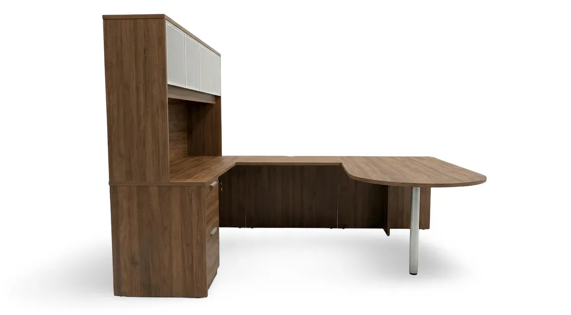 U Shaped Peninsula Desk with Hutch