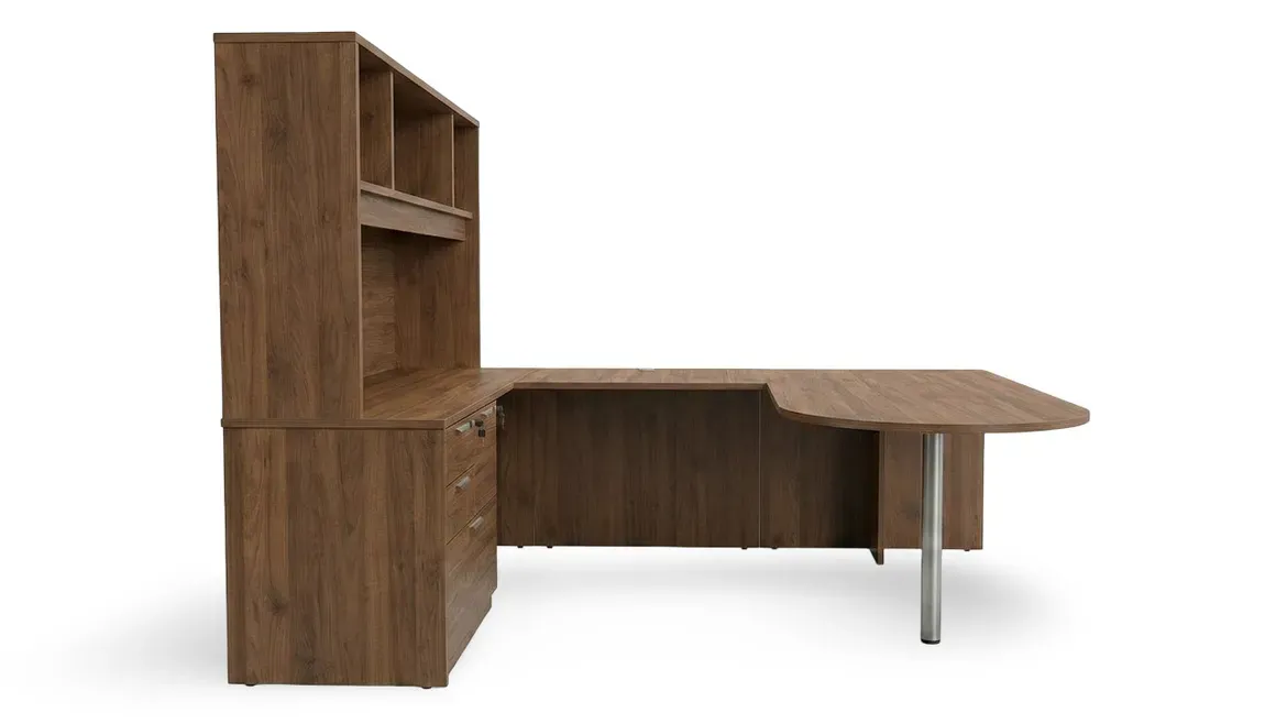 U Shaped Peninsula Office Desk with Hutch