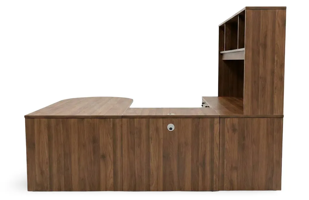 U Shaped Peninsula Office Desk with Hutch