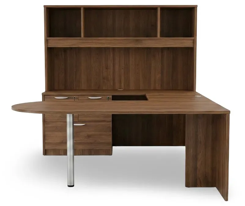 U Shaped Peninsula Office Desk with Hutch