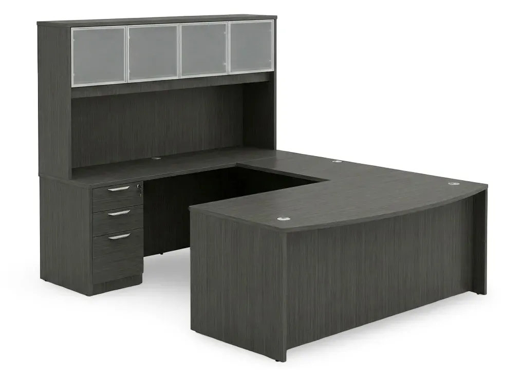 fullsize bow front u shape desk with hutch 1