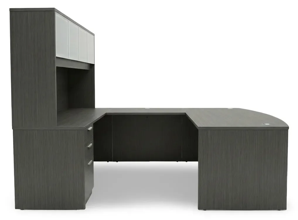 small bow front u shape desk with hutch 2